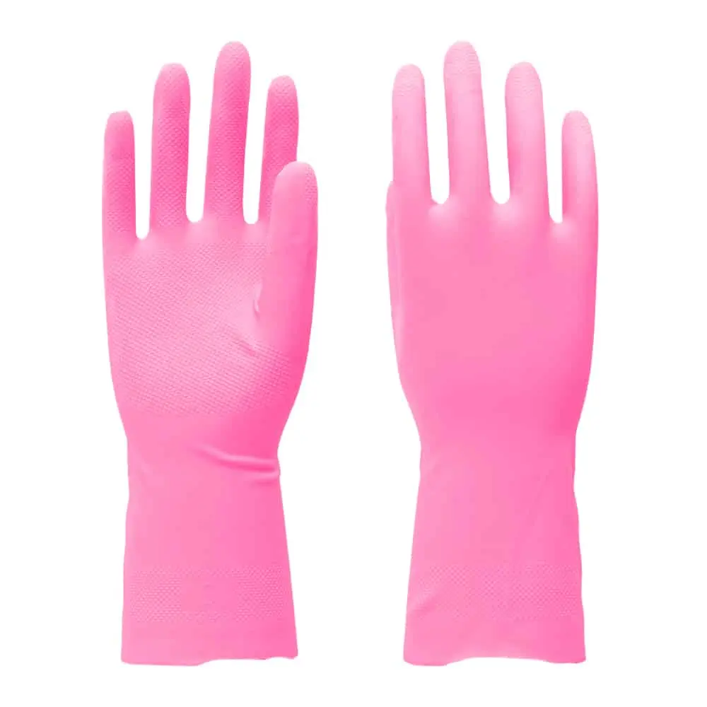 SAFETYWARE GenPlus PF1712 Light Duty 12" Pink Flocklined Rubber Gloves